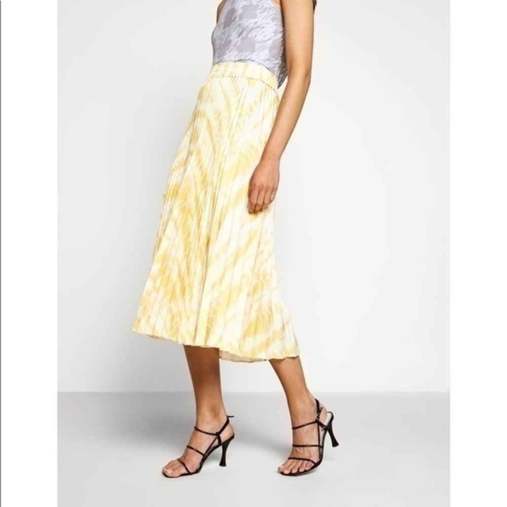 PROENZA SCHOULER White Label Yellow Printed Pleated Tie Dye Skirt - Picture 12 of 15